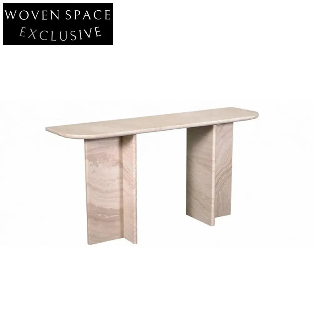 Elegant Natural Travertine Console Table, Modern Living Room Side Table Furniture