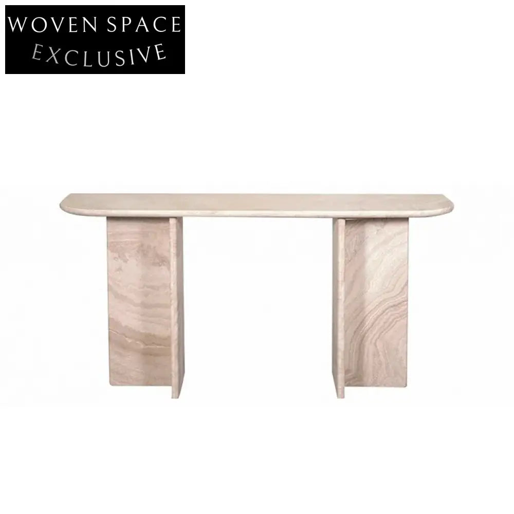 Elegant Natural Travertine Console Table, Modern Living Room Side Table Furniture
