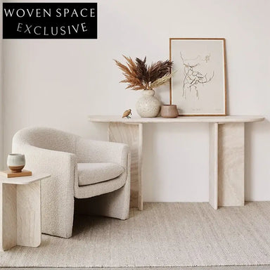 Elegant Natural Travertine Console Table, Modern Living Room Side Table Furniture