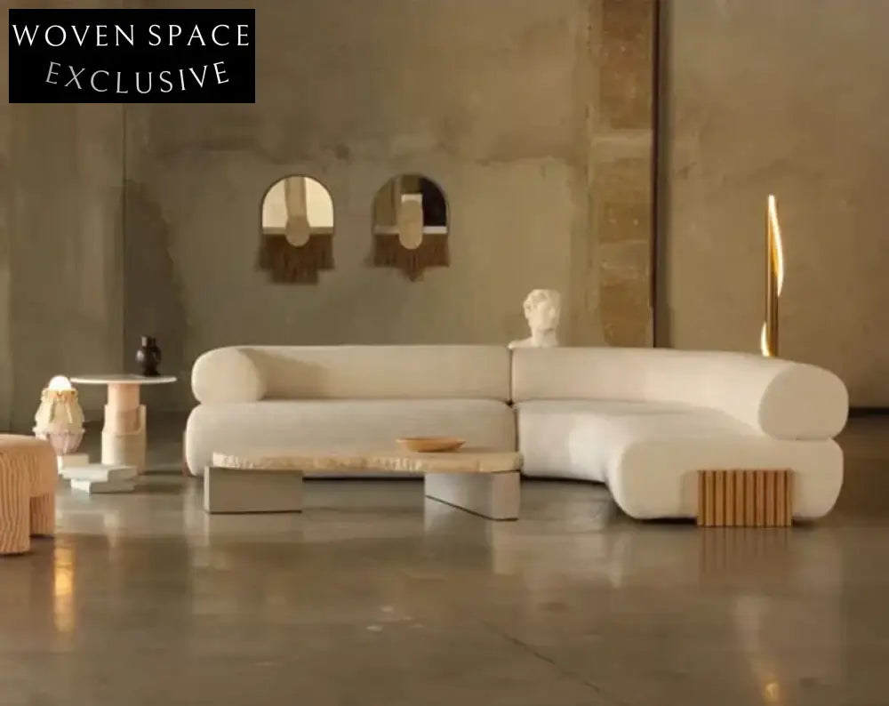Wabi-Sabi Natural Travertine Coffee Table | Irregular Beige Living Room Accent