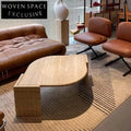 Elegant Natural Travertine Marble Leaf Shape Coffee Table Modern Living Room