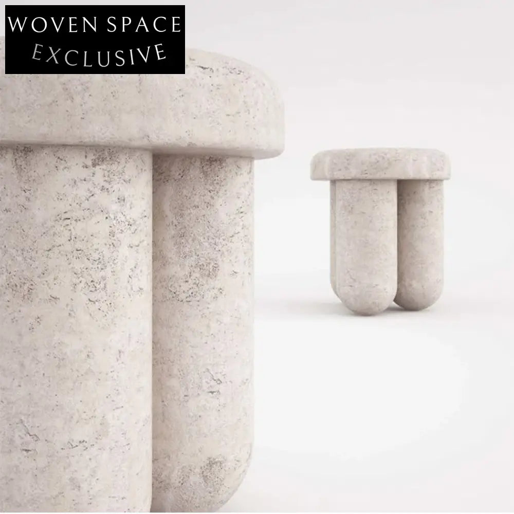 Elegant Natural Travertine Marble Round End Table for Modern Living Rooms