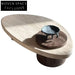 Elegant Natural Travertine Marble Top Solid Wood Base Coffee Table