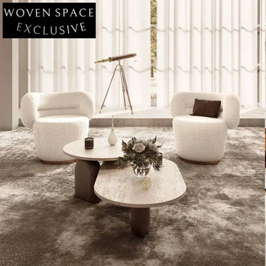 Elegant Natural Travertine Marble Wabi-Sabi Style Living Room Coffee Table