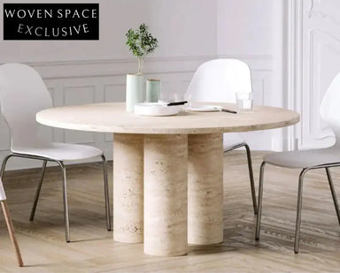 Elegant Natural Travertine Round Coffee Table – Modern Living Room Centerpiece