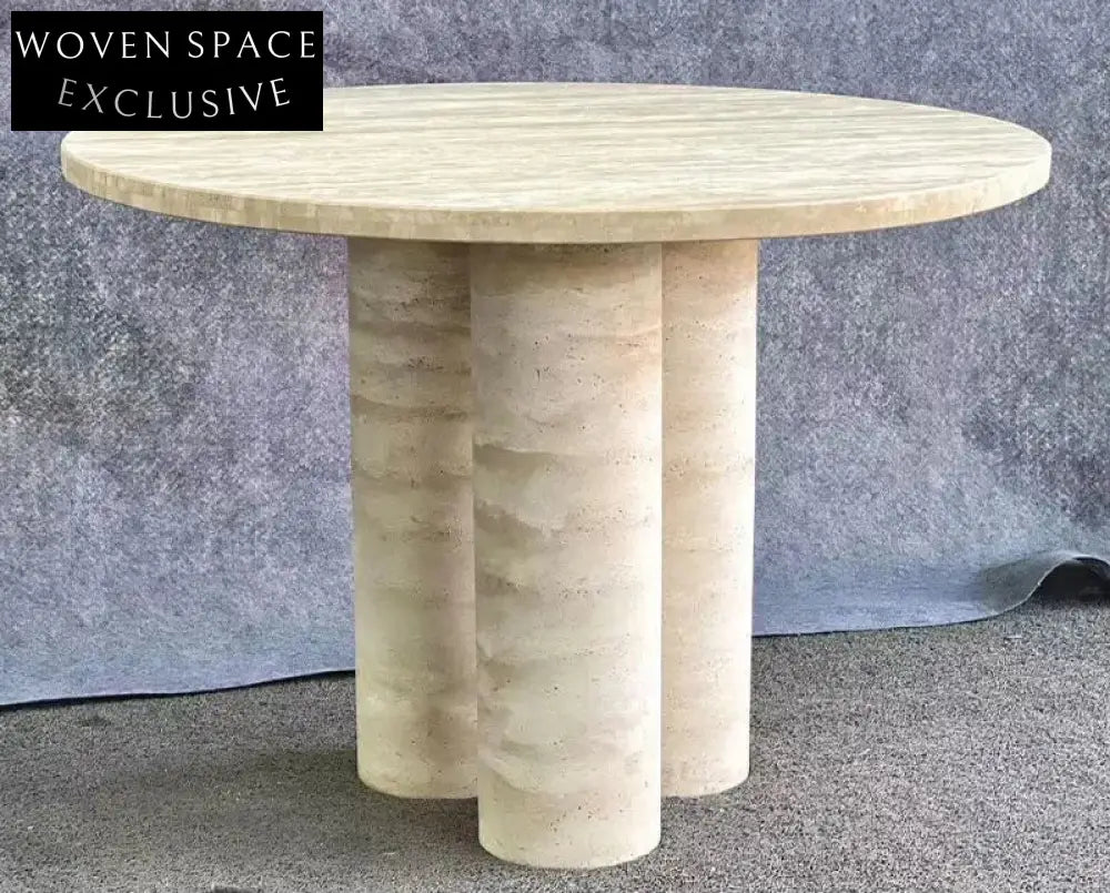Elegant Natural Travertine Round Coffee Table – Modern Living Room Centerpiece