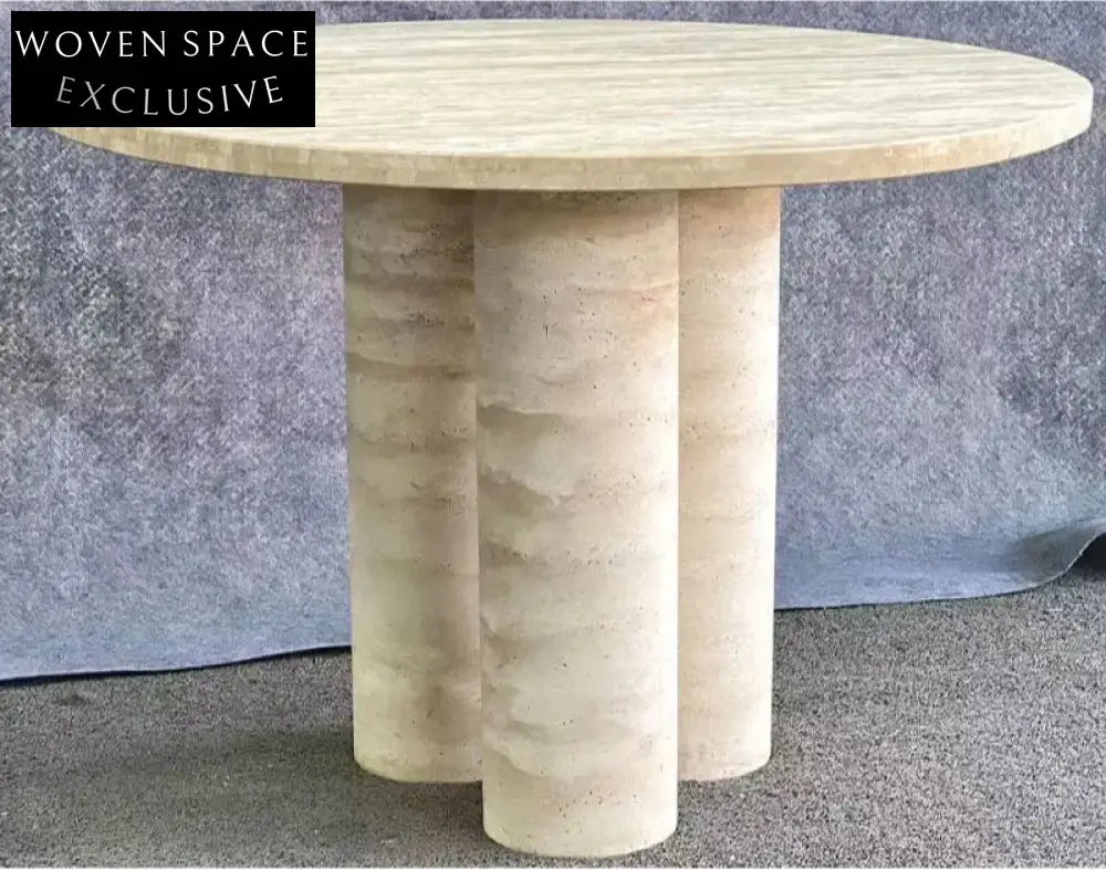 Elegant Natural Travertine Round Coffee Table – Modern Living Room Centerpiece