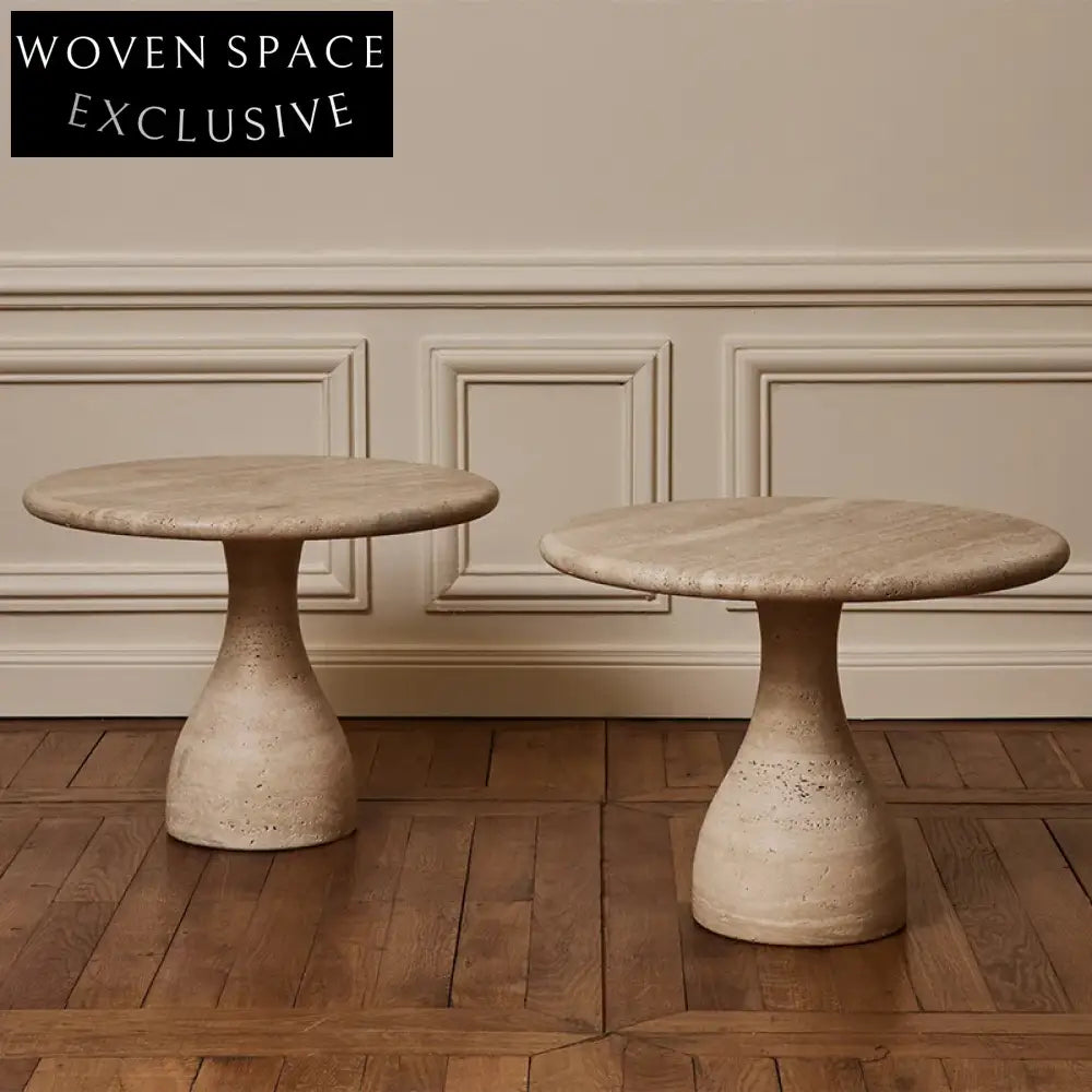 Elegant Natural Travertine Round Coffee Table for Modern Living Spaces