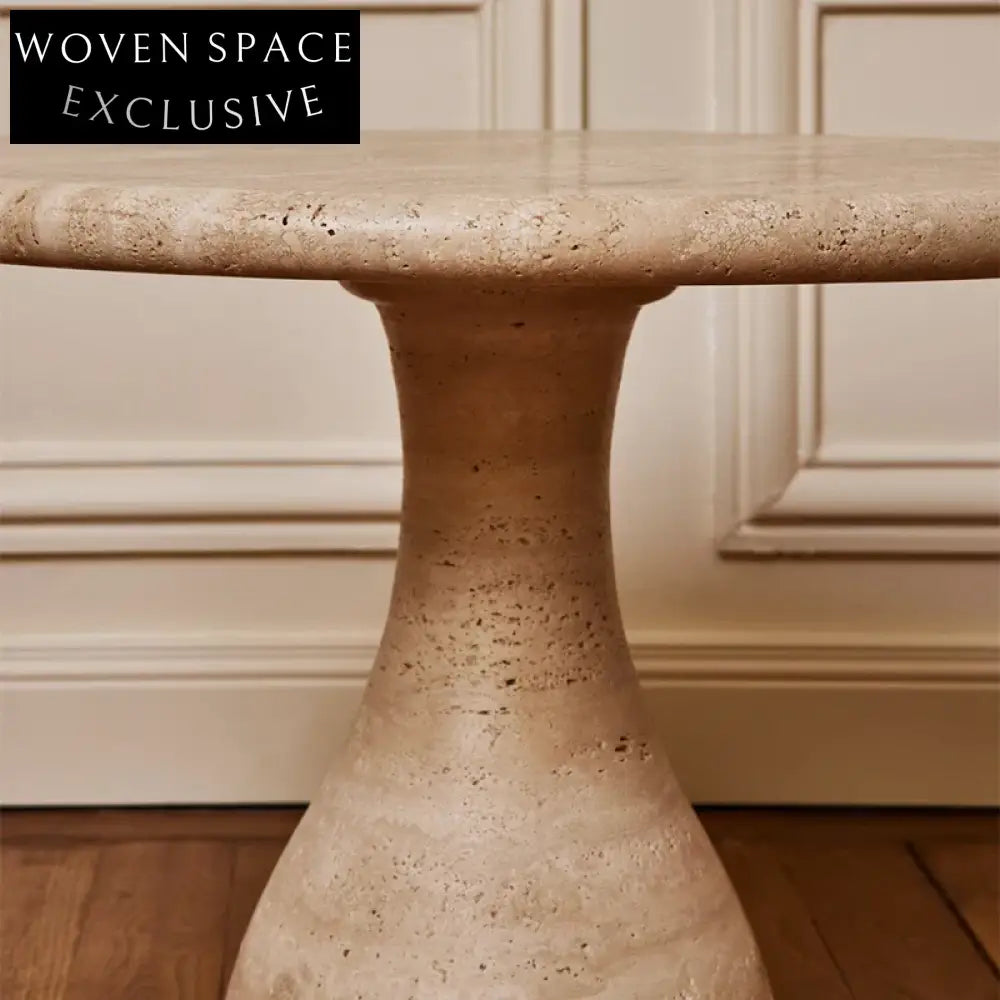 Elegant Natural Travertine Round Coffee Table for Modern Living Spaces