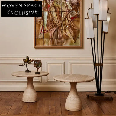 Elegant Natural Travertine Round Coffee Table for Modern Living Spaces