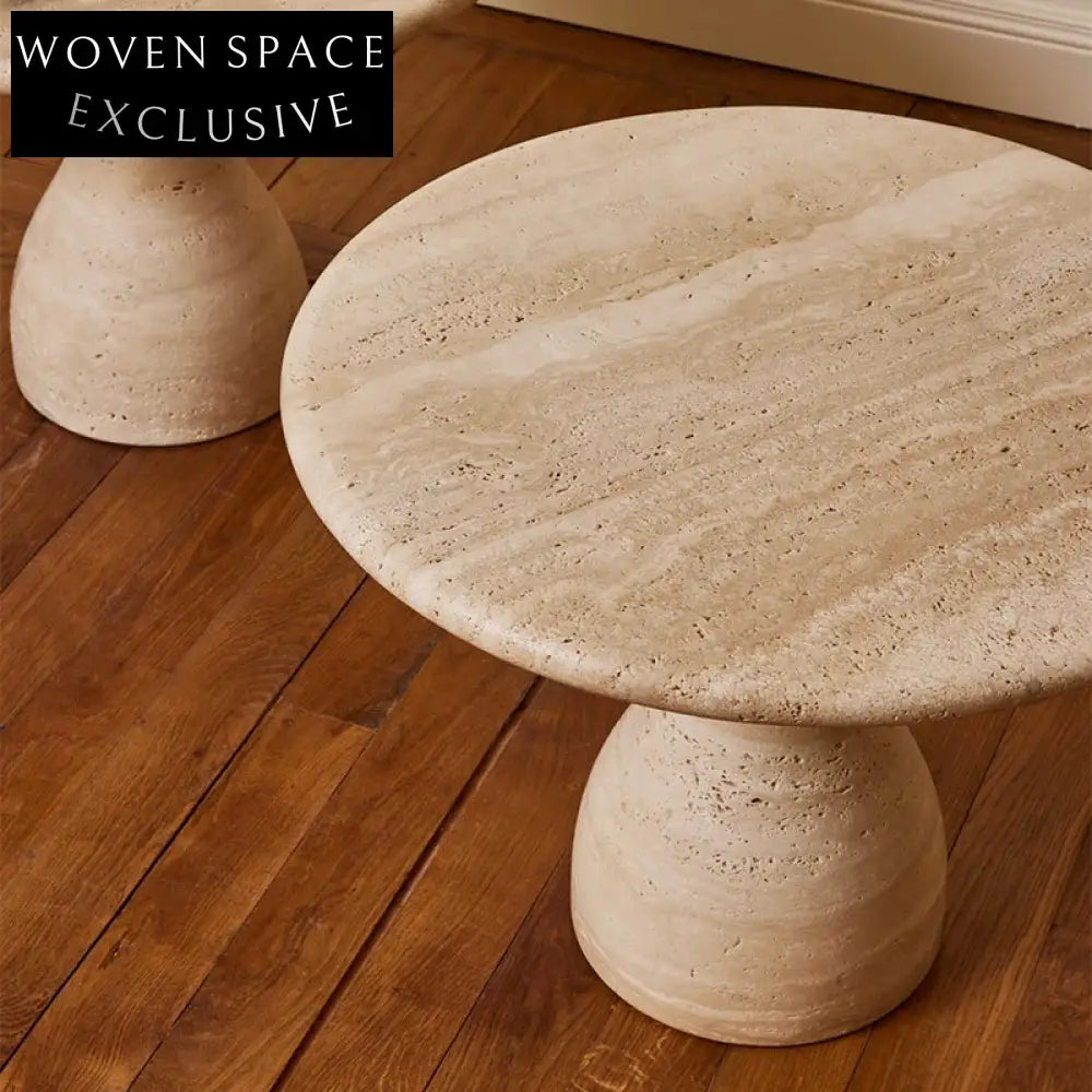 Elegant Natural Travertine Round Coffee Table for Modern Living Spaces