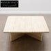 Elegant Natural Travertine Square Coffee Table Cross Base Design
