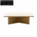 Elegant Natural Travertine Square Coffee Table Cross Base Design