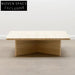 Elegant Natural Travertine Square Coffee Table Cross Base Design
