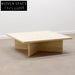 Elegant Natural Travertine Square Coffee Table Cross Base Design