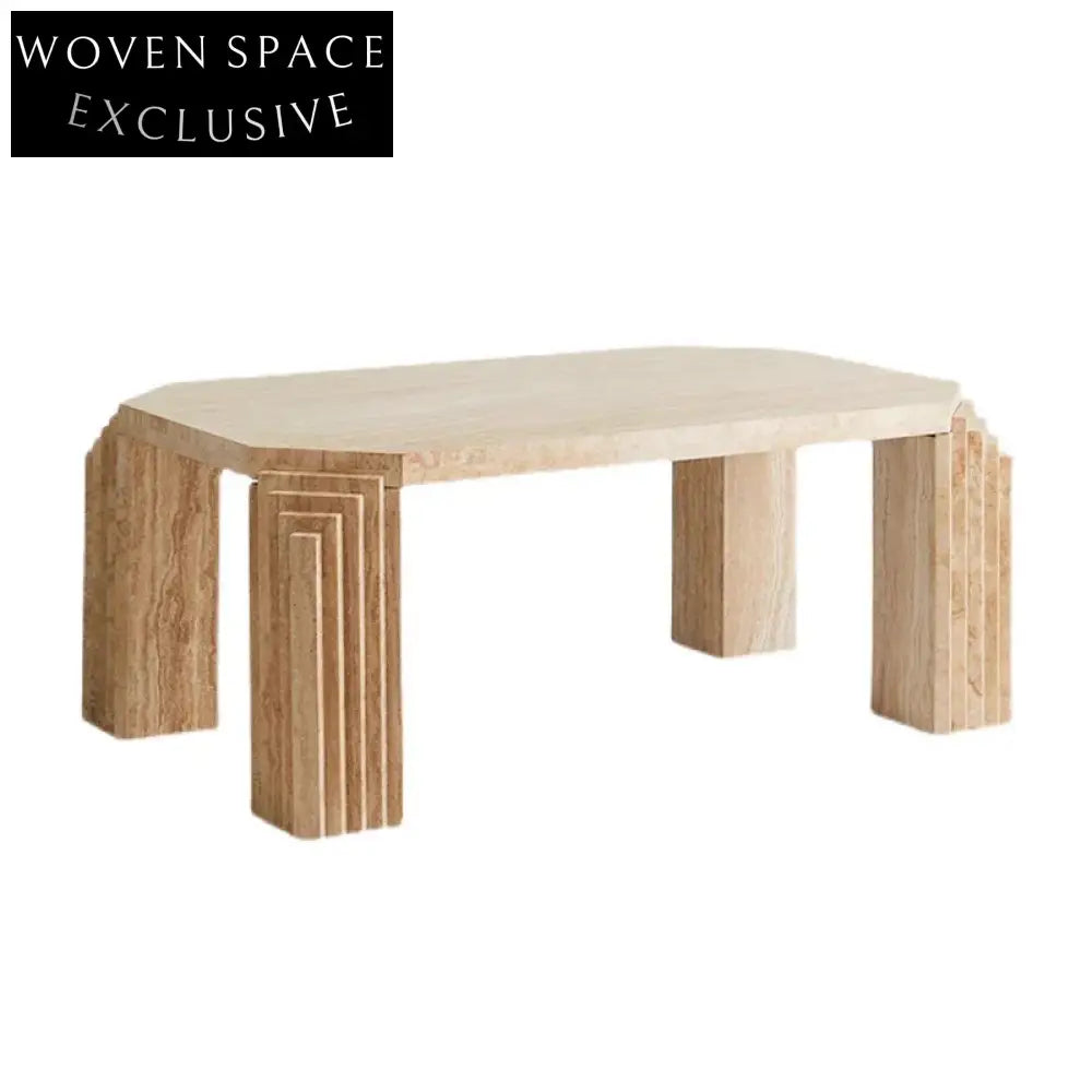 Elegant Natural Travertine Stone Minimalist Coffee Table for Modern Living Room