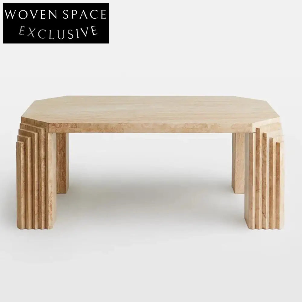 Elegant Natural Travertine Stone Minimalist Coffee Table for Modern Living Room