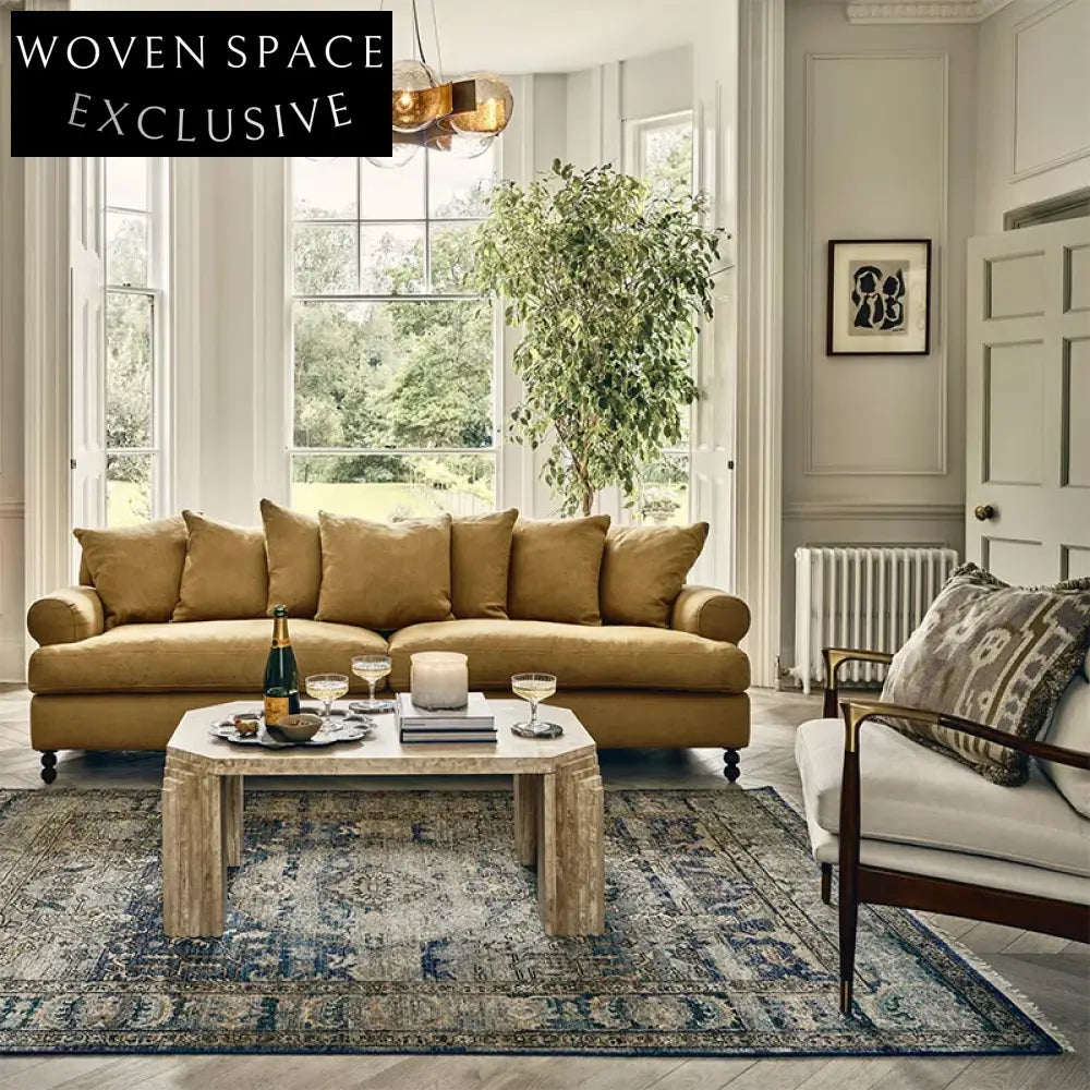 Elegant Natural Travertine Stone Minimalist Coffee Table for Modern Living Room