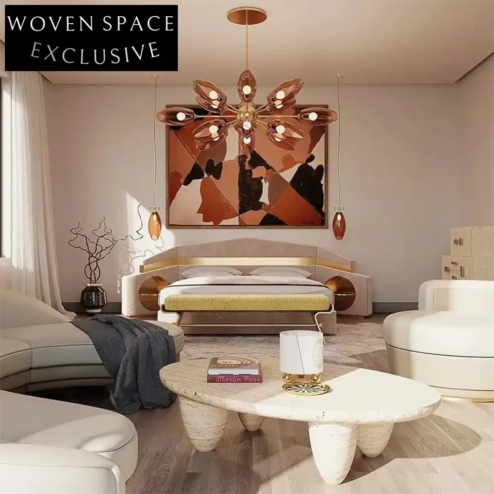 Elegant Natural Travertine Stone Modern Oval Coffee Table for Living Room