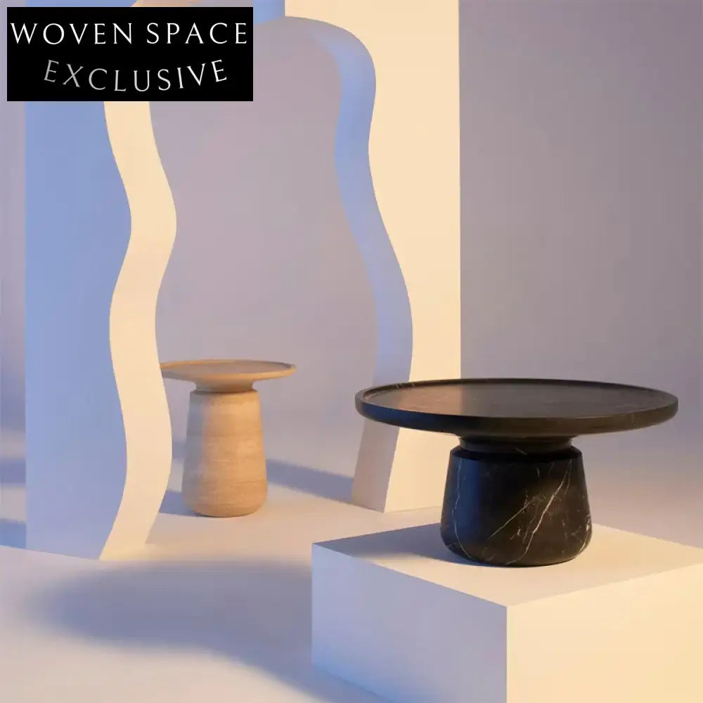 Elegant Natural Travertine Stone Round Coffee Table for Modern Living