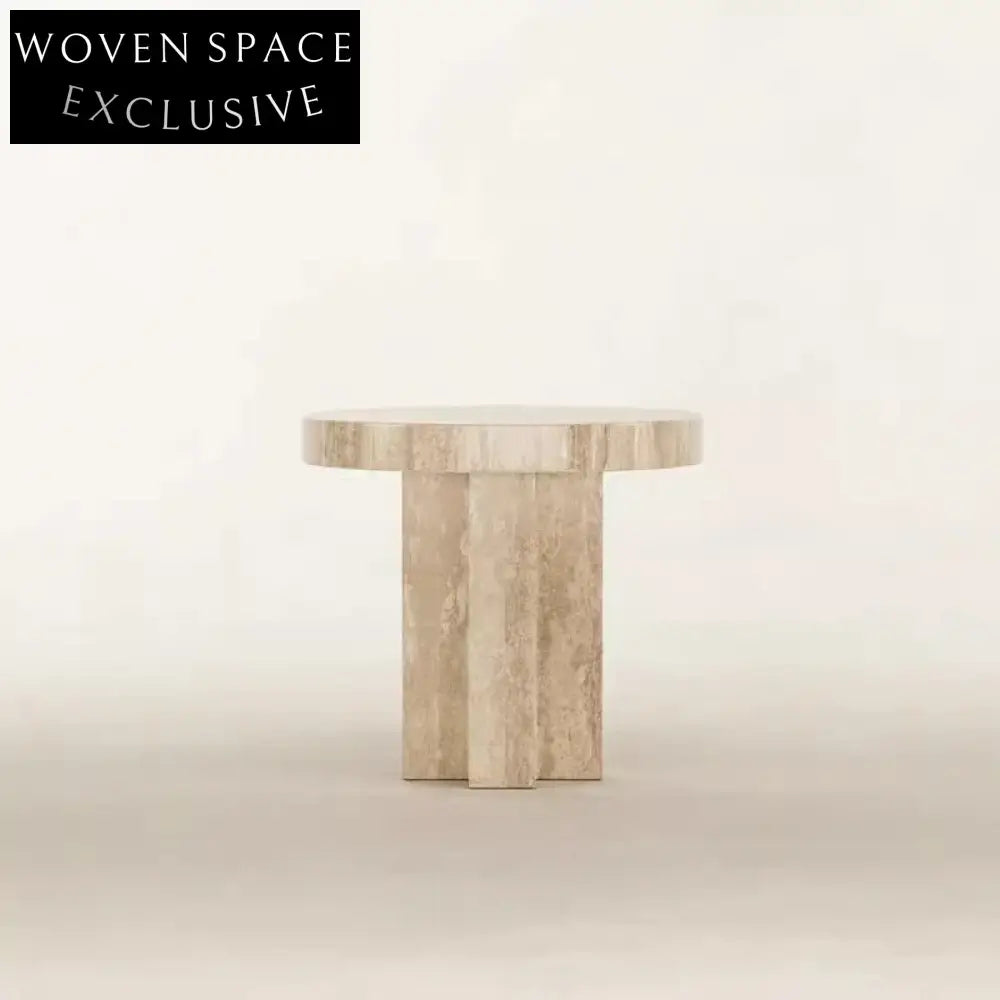 Elegant Natural Travertine Stone Round Dining Table for Modern Home Kitchen