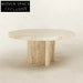 Elegant Natural Travertine Stone Round Dining Table for Modern Home Kitchen
