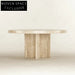 Elegant Natural Travertine Stone Round Dining Table for Modern Home Kitchen