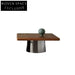 Elegant Natural Wood Square Coffee Table with Modern Stainless Steel Base