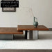 Elegant Natural Wood Square Coffee Table with Modern Stainless Steel Base