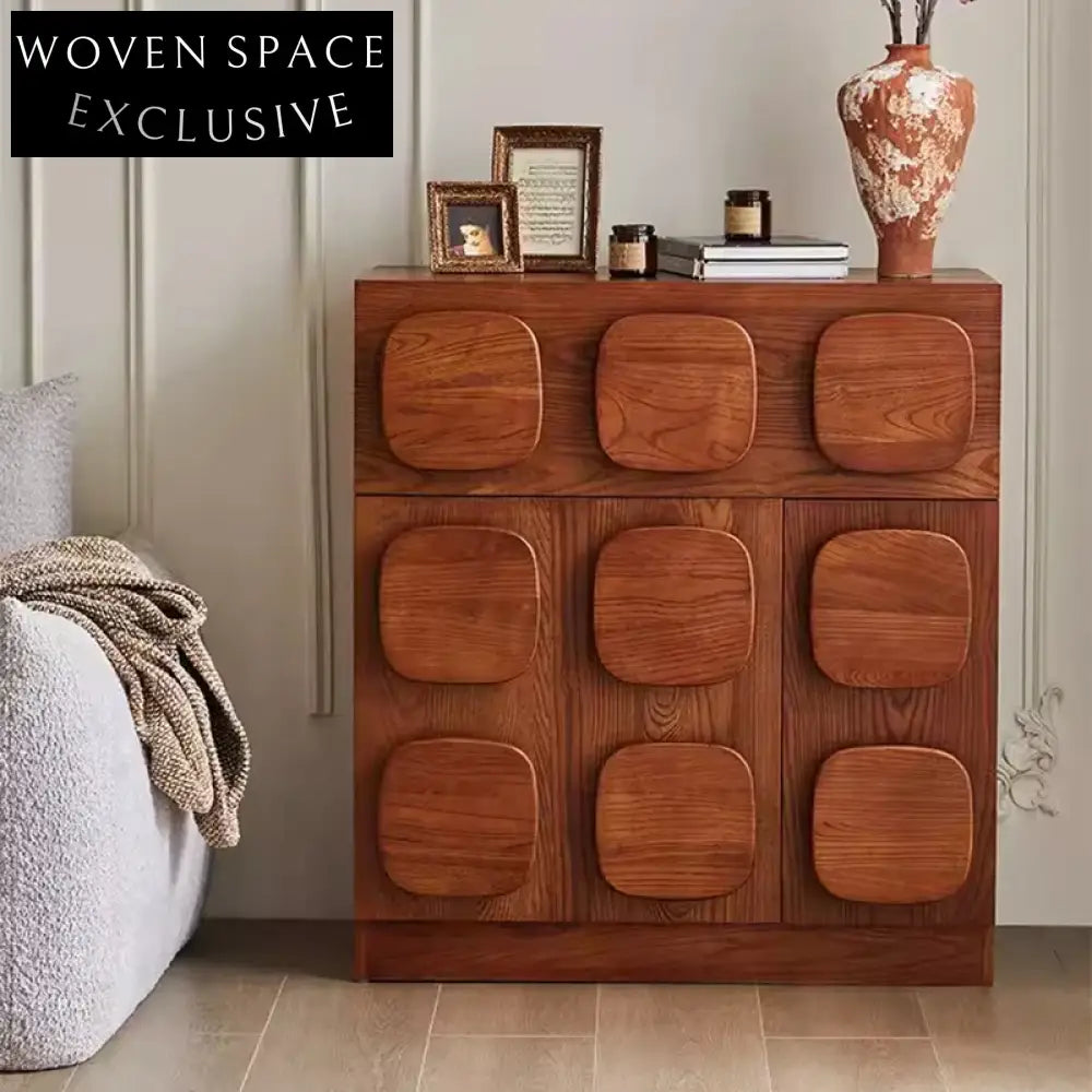 Elegant Neo-classical Natural Ash Wood Large Storage Cabinet for Home