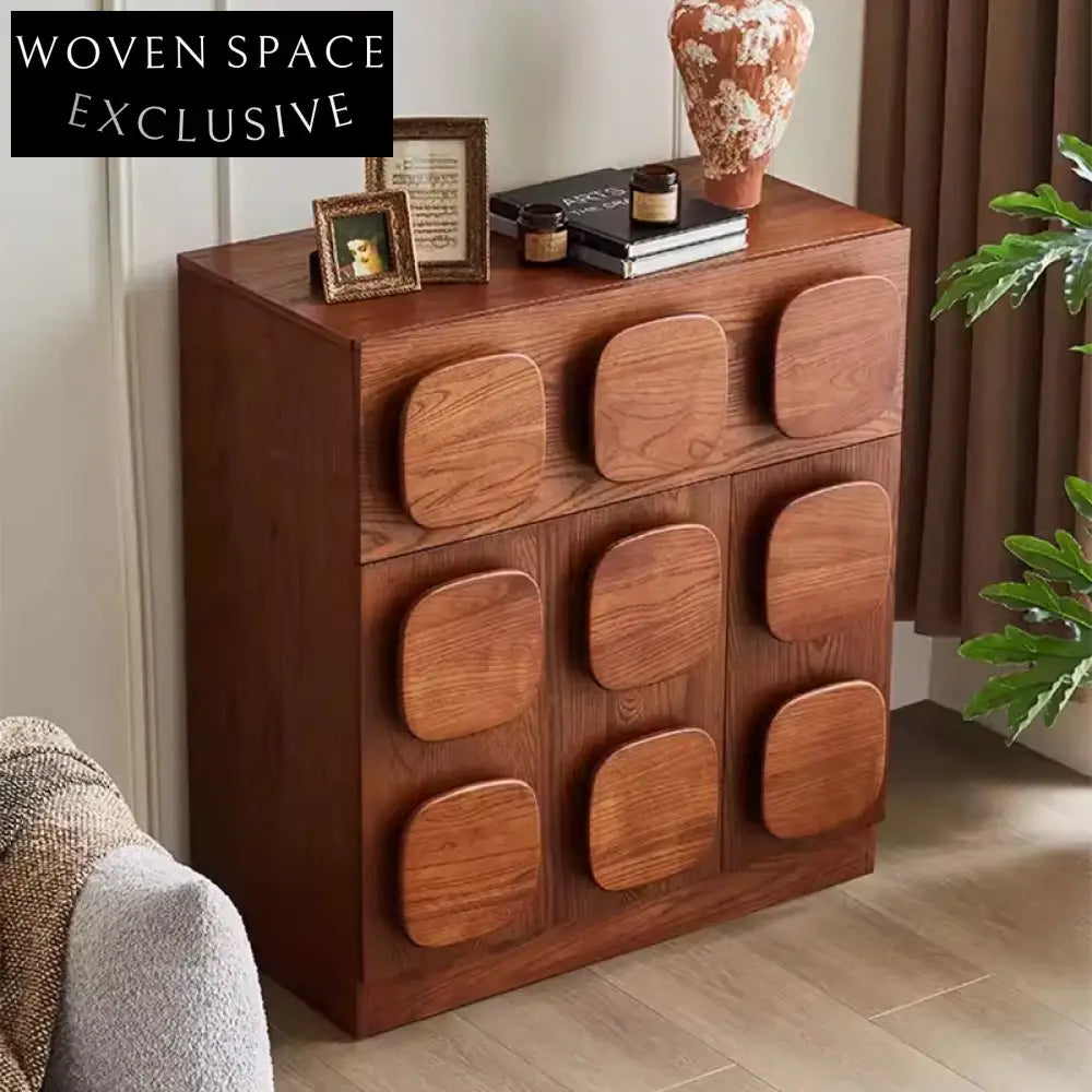 Elegant Neo-classical Natural Ash Wood Large Storage Cabinet for Home