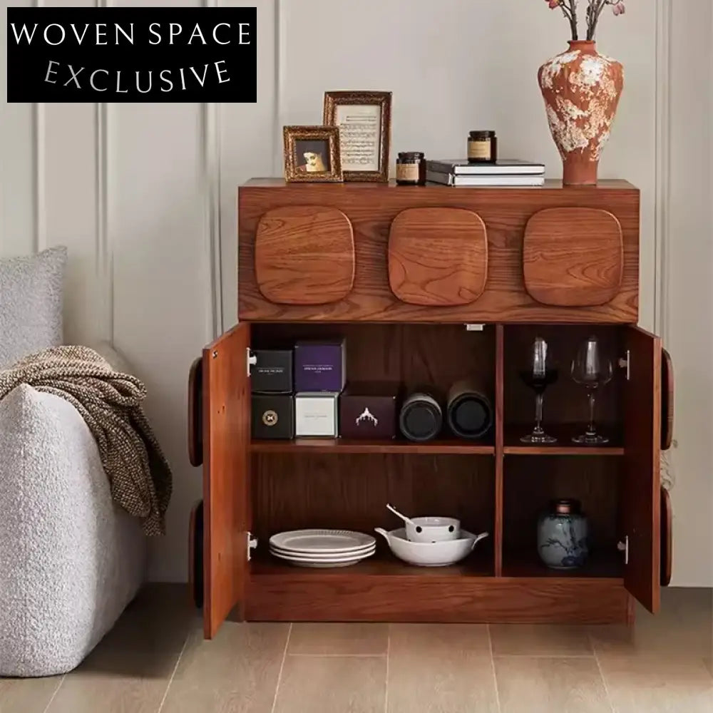 Elegant Neo-classical Natural Ash Wood Large Storage Cabinet for Home