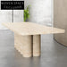 Elegant Nordic Beige Travertine Marble 8-Seater Dining Table