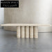 Elegant Nordic Beige Travertine Marble 8-Seater Dining Table