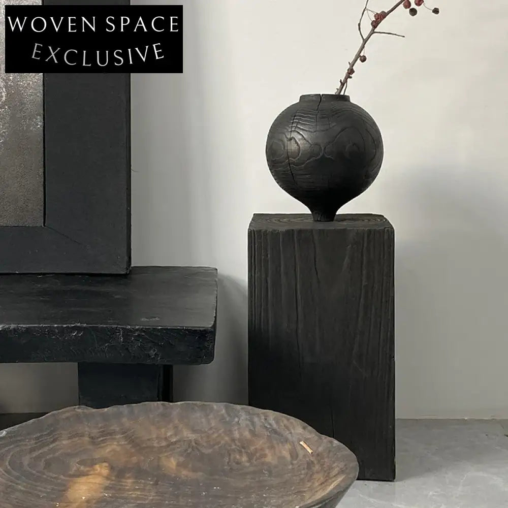 Elegant Nordic Black Wood Decorative Flower Arrangement Art Vase for Home