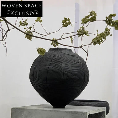 Elegant Nordic Black Wood Decorative Flower Arrangement Art Vase for Home