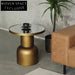 Elegant Nordic Bronze Glass Top Metal Iron Living Room Side Coffee Table