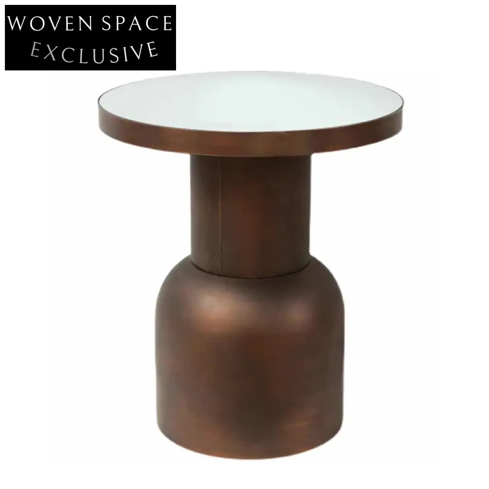 Elegant Nordic Bronze Glass Top Metal Iron Living Room Side Coffee Table