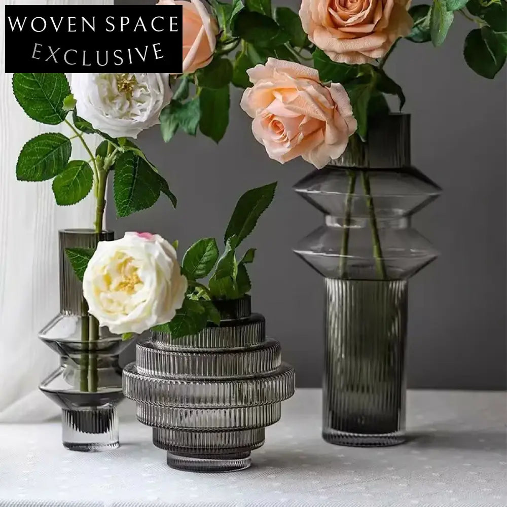 Elegant Nordic Brown Spiral Glass Decorative Centerpiece Flower Vase