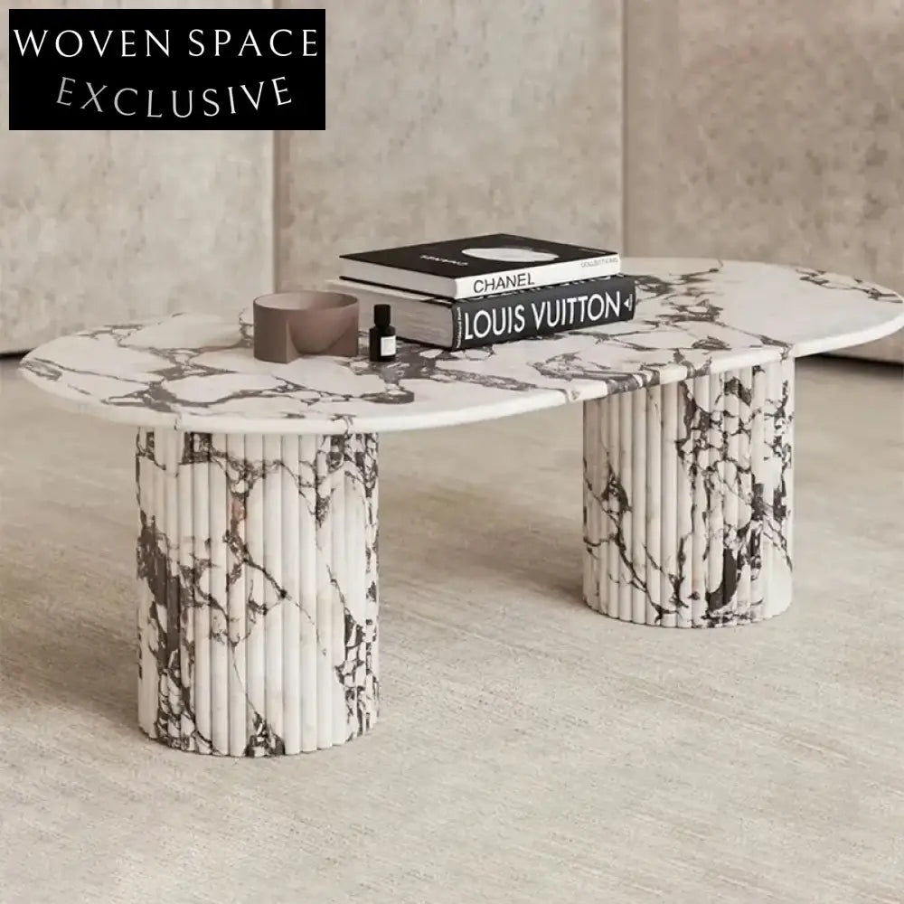 Elegant Nordic Calacatta Viola Marble Travertine Modern Living Room Coffee Table