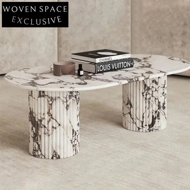 Elegant Nordic Calacatta Viola Marble Travertine Modern Living Room Coffee Table