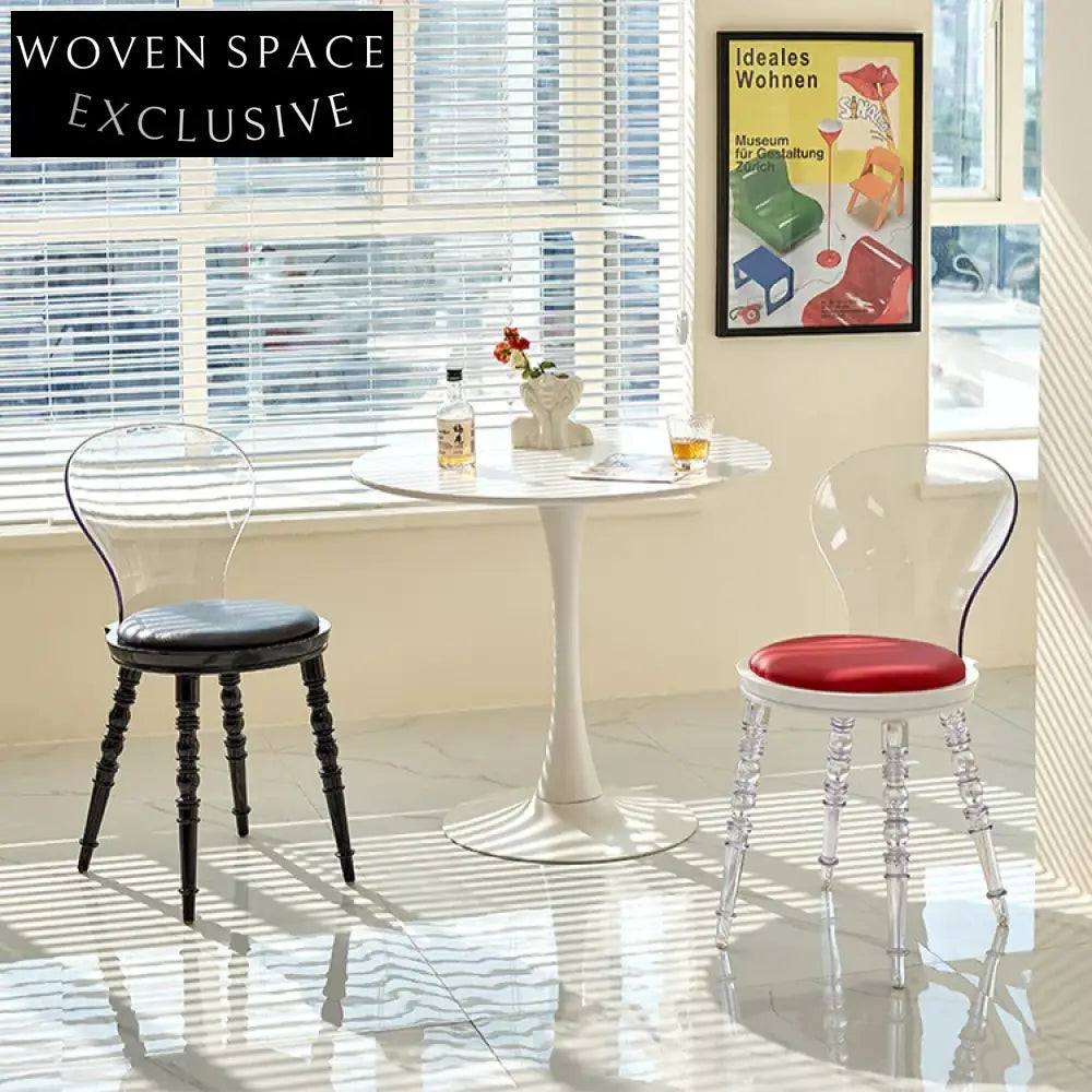 Elegant Nordic Curved Back Acrylic Leather Dining Chair