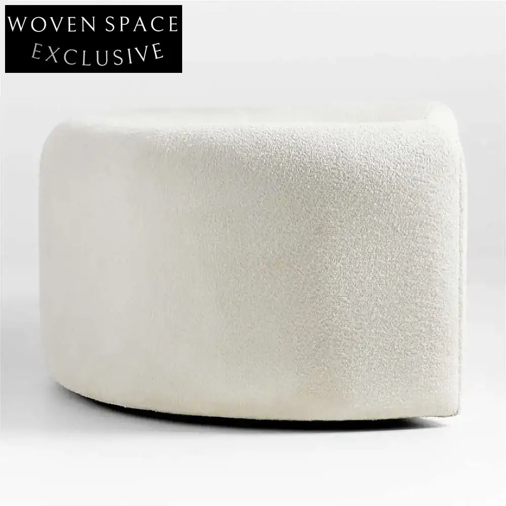 Elegant Italian Nordic Curved Boucle Sofa: Luxurious White Fabric Living Room Seating