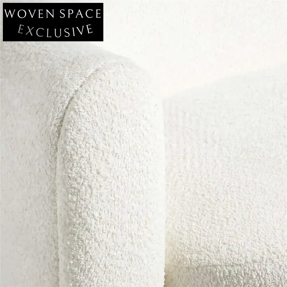 Elegant Italian Nordic Curved Boucle Sofa: Luxurious White Fabric Living Room Seating