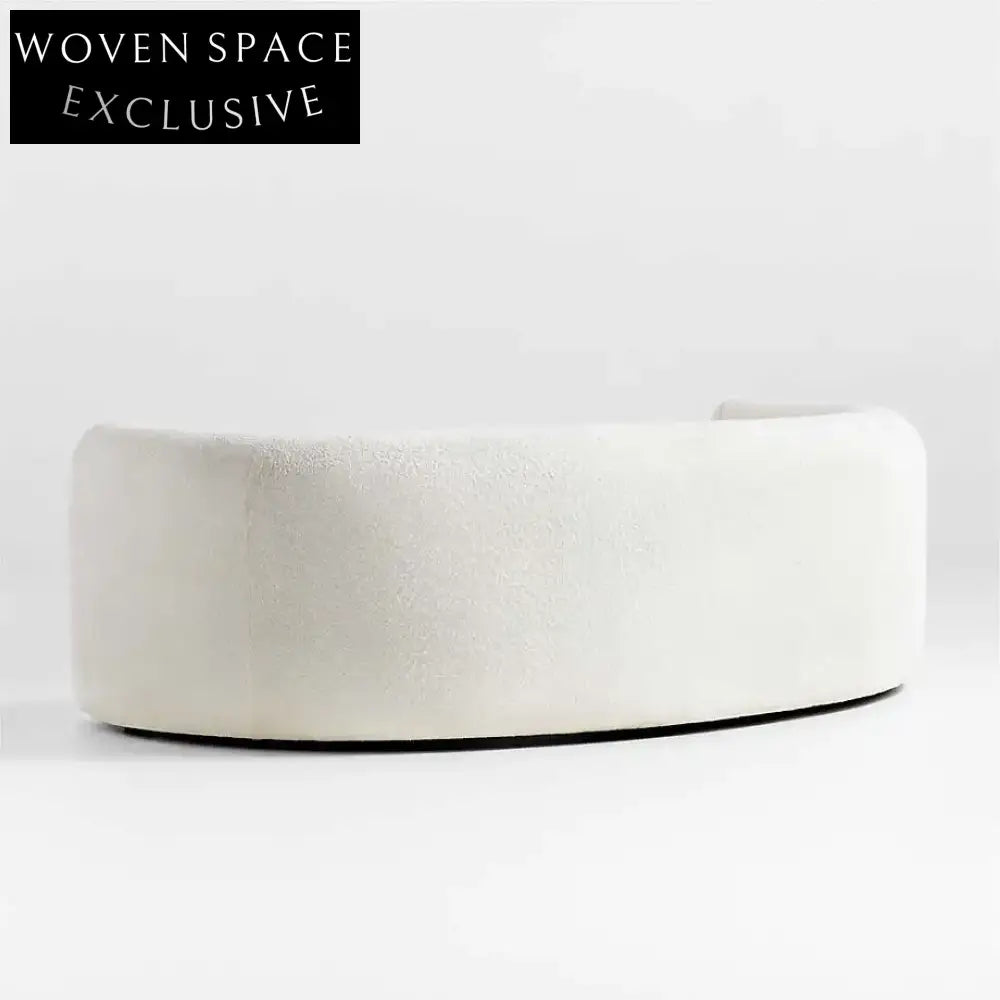 Elegant Italian Nordic Curved Boucle Sofa: Luxurious White Fabric Living Room Seating