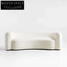 Elegant Italian Nordic Curved Boucle Sofa: Luxurious White Fabric Living Room Seating