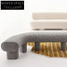 Elegant Nordic Curved Linen Fabric Reading Bench, Living Room Bed End Stool