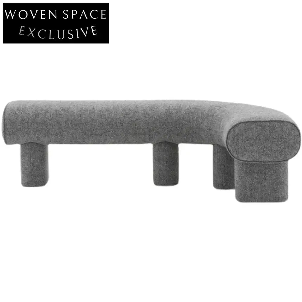Elegant Nordic Curved Linen Fabric Reading Bench, Living Room Bed End Stool