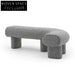 Elegant Nordic Curved Linen Fabric Reading Bench, Living Room Bed End Stool