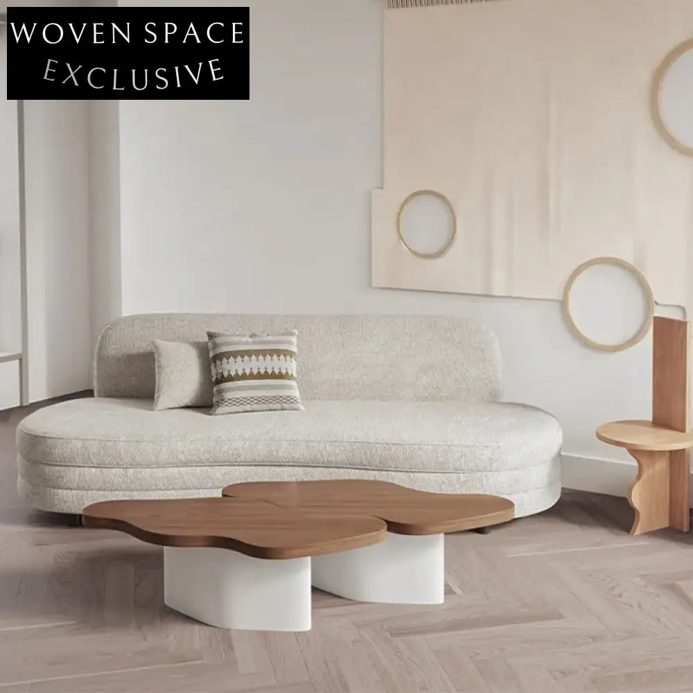 Elegant Nordic Curved Solid Wood Coffee Table for Living Room Sofa Side